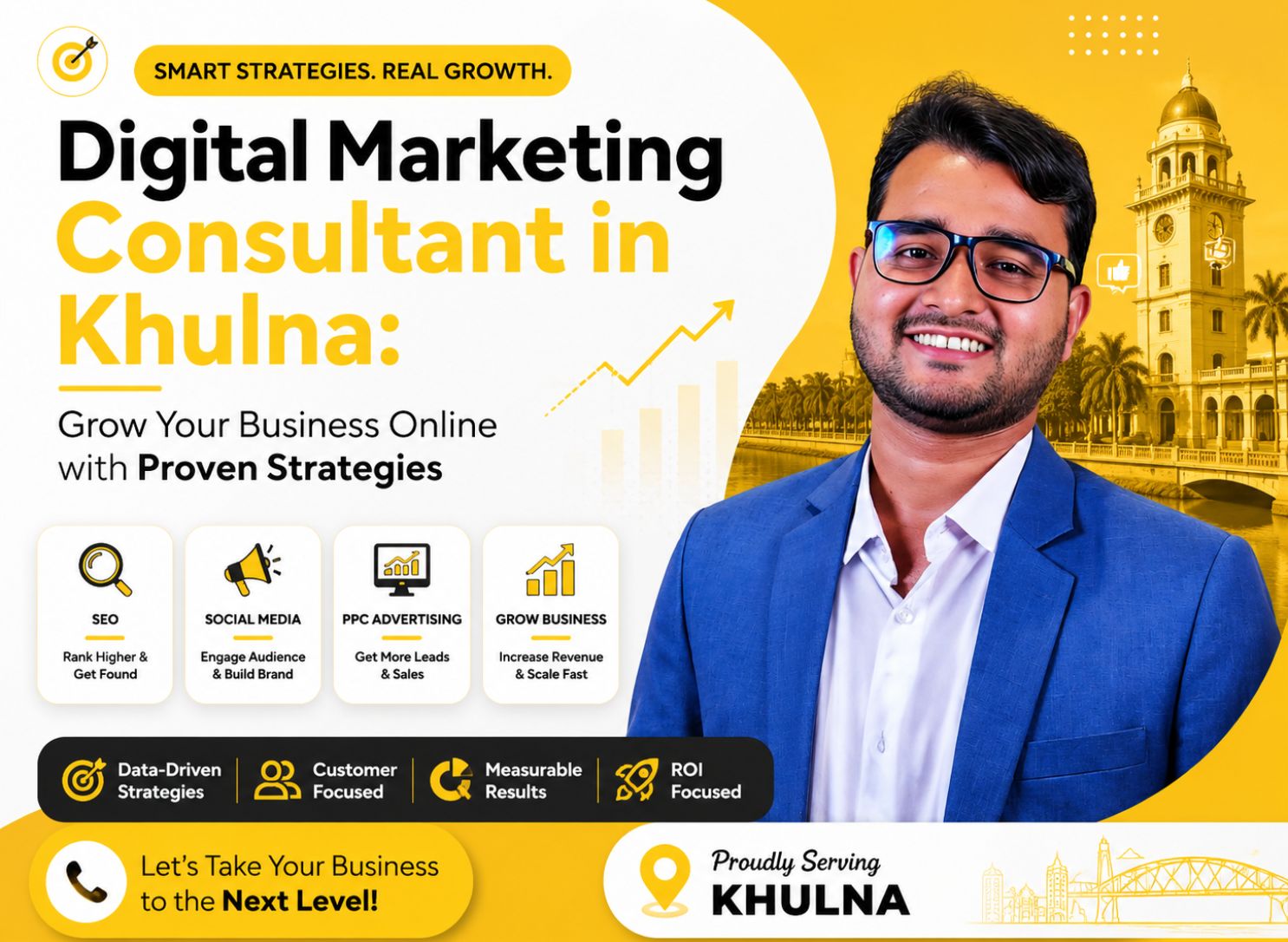 Digital Marketing Consultant in Khulna helping businesses grow online with SEO, social media marketing, PPC advertising, and proven digital growth strategies.